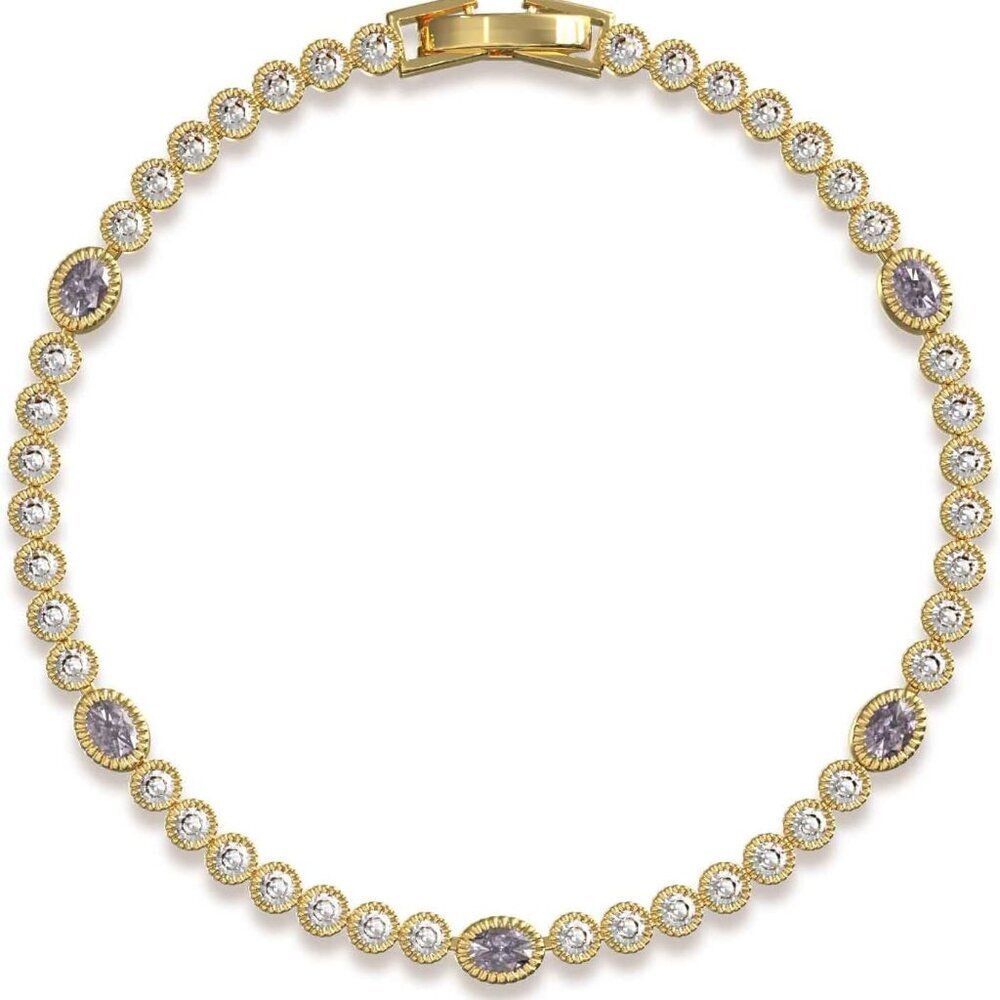 Gold Women Bracelets Cubic Zirconia Tennis 7 Inch Jewelry Gift